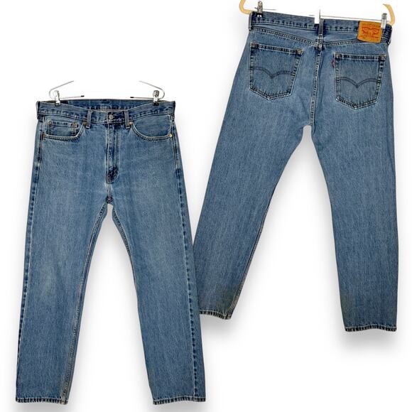 Levis 505 Straight Jeans Stonewash Denim Fade Fray 36x31*(32) Grunge Cotton 4886 - Picture 1 of 15